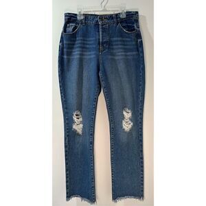 Chelsea & Violet women’s distressed women’s jeans with raw hem size 29. #38-0971